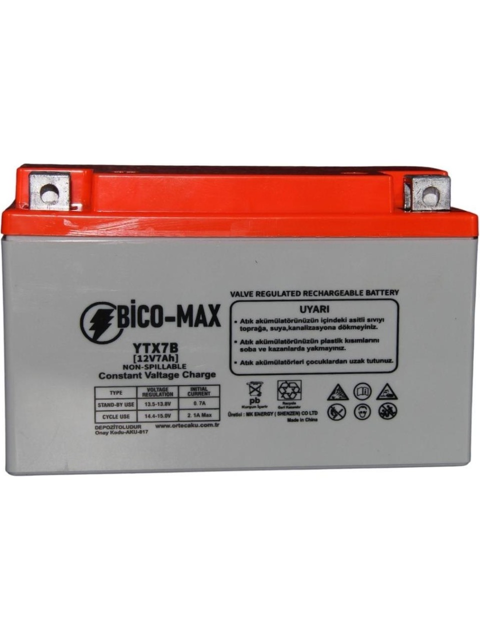 Bicomax 12V 7AH YTX7B Motosiklet Aküsü