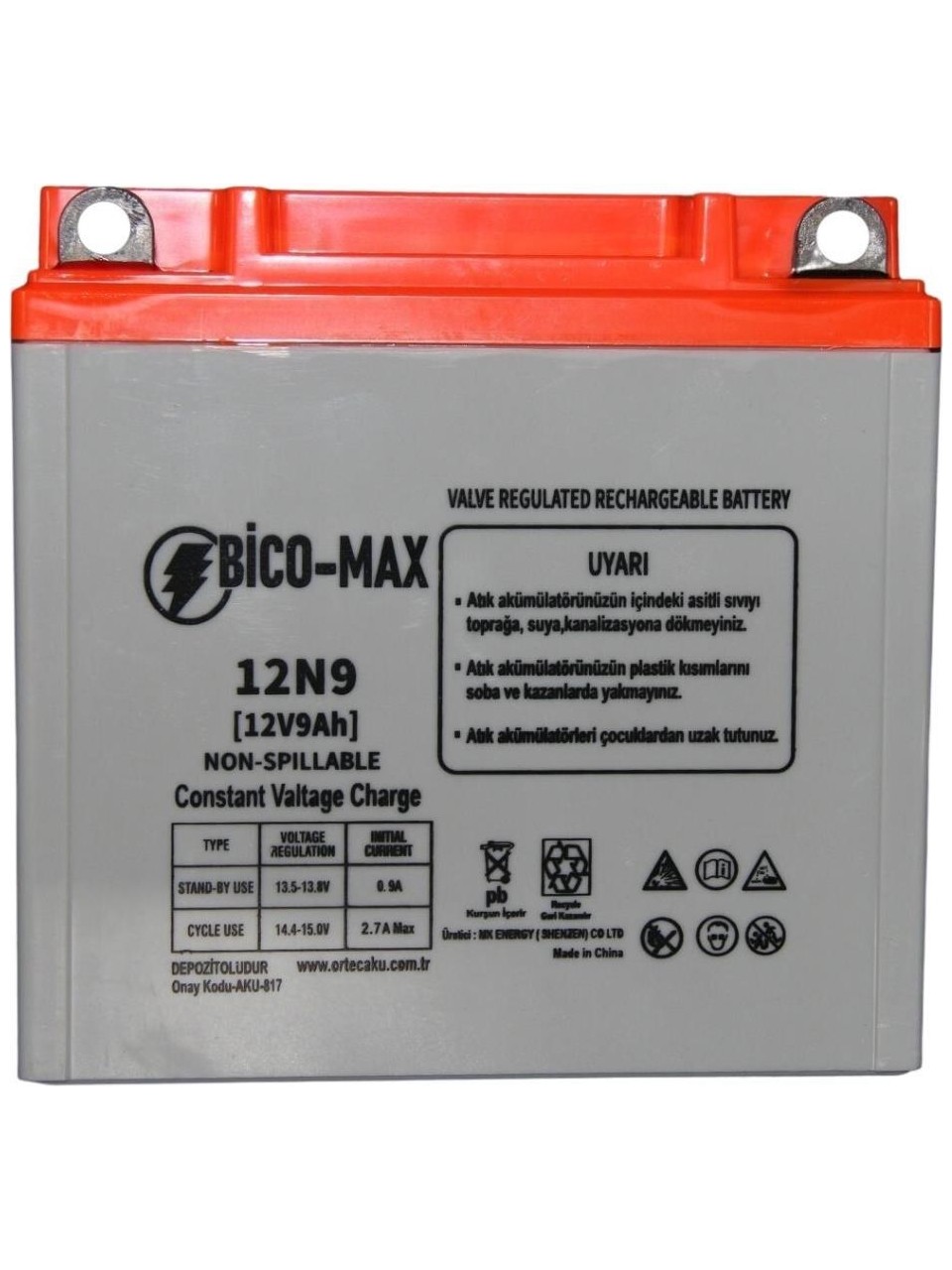 Bicomax 12V 9AH 12N9 Motosiklet Aküsü