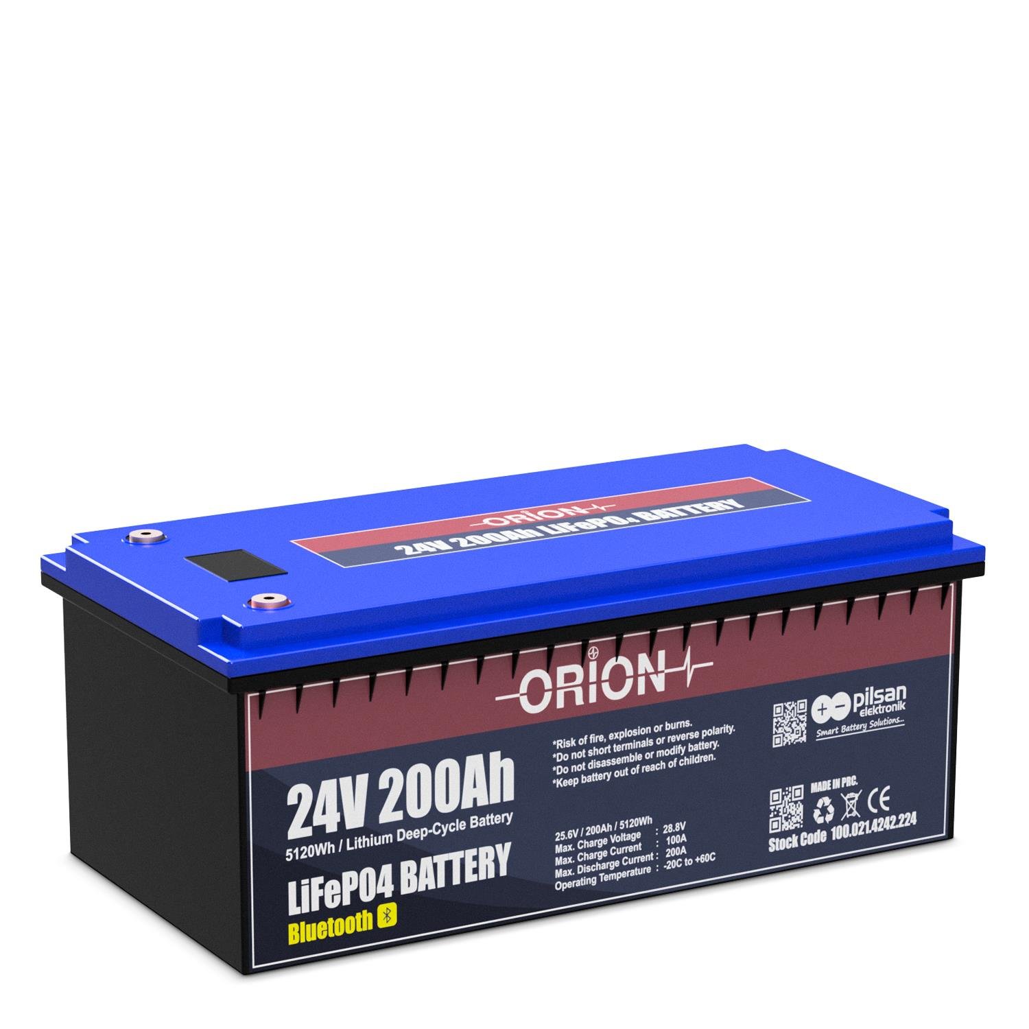 Orion 24200B 24V 200Ah LiFePO4 Bluetooth Ekranlı Akü