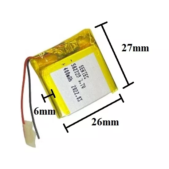 Sertec 582728 3.7V 400 Mah Lityum Polimer Pil 1.5A (Drone Için Uygun Değildir)