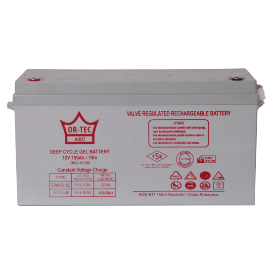 ORTEC 12V 150AH SOLAR SİSTEM JEL AKÜ